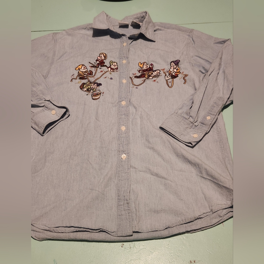 Disney Vintage Womans Disney Embroidered Characters Button Down